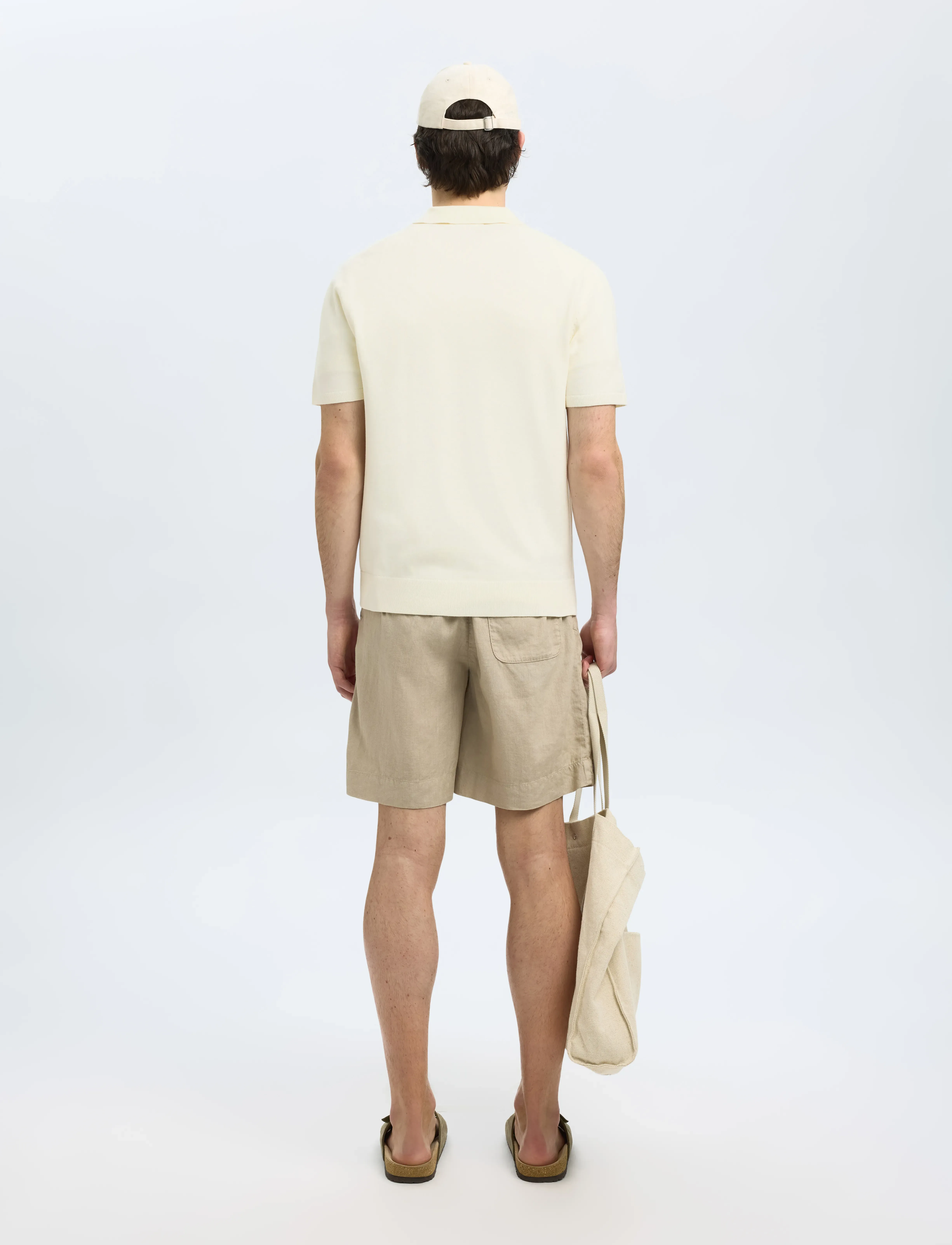 Selected - SLHTELLER SS KNIT POLO NOOS - polostrik - egret - 2