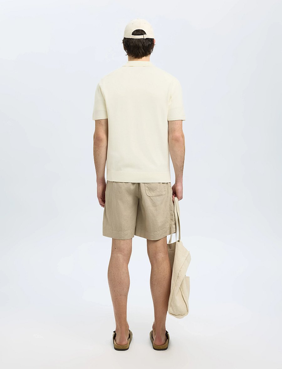 Selected - SLHTELLER SS KNIT POLO NOOS - polostrik - egret - 2