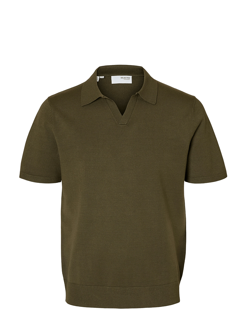 Selected - SLHTELLER SS KNIT POLO NOOS - gestrickte polohemden - kalamata - 1