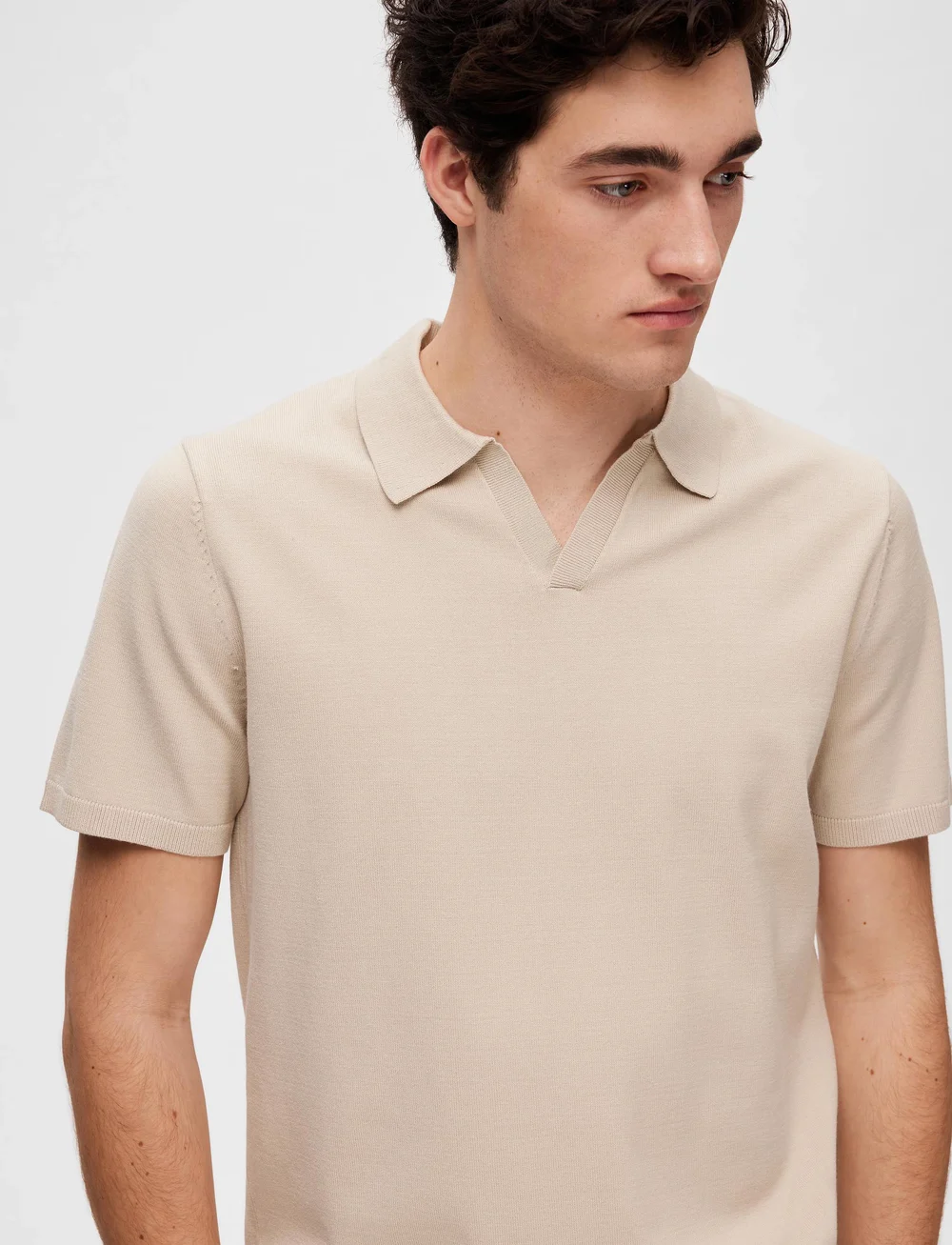 Selected - SLHTELLER SS KNIT POLO NOOS - stickade pikéer - oatmeal - 3