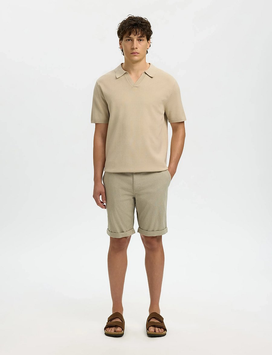 Selected - SLHTELLER SS KNIT POLO NOOS - polostrik - oatmeal - 3