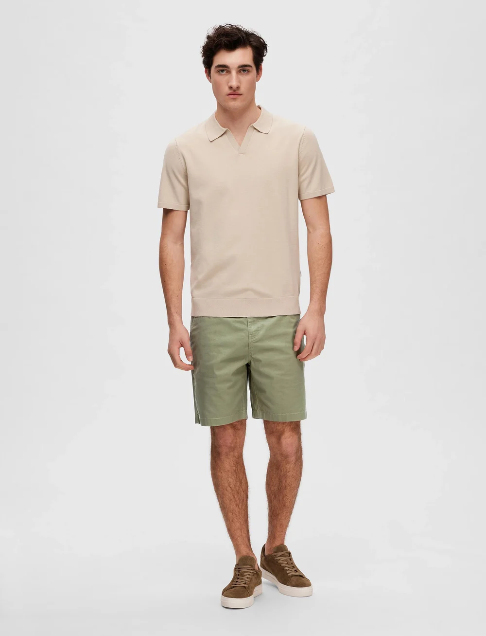 Selected - SLHTELLER SS KNIT POLO NOOS - stickade pikéer - oatmeal - 4