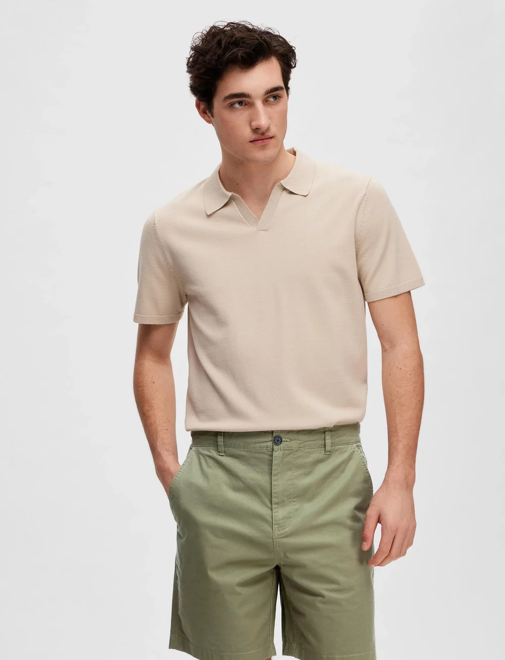 Selected - SLHTELLER SS KNIT POLO NOOS - stickade pikéer - oatmeal - 5