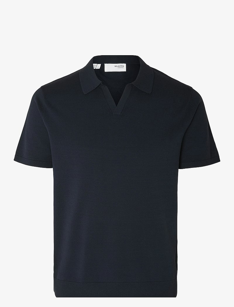 Selected - SLHTELLER SS KNIT POLO NOOS - gestrickte polohemden - sky captain - 1