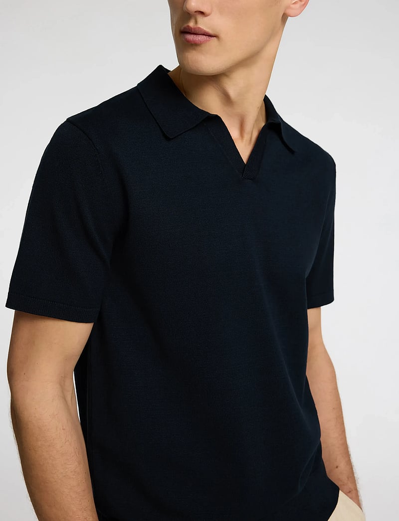 Selected - SLHTELLER SS KNIT POLO NOOS - gestrickte polohemden - sky captain - 4