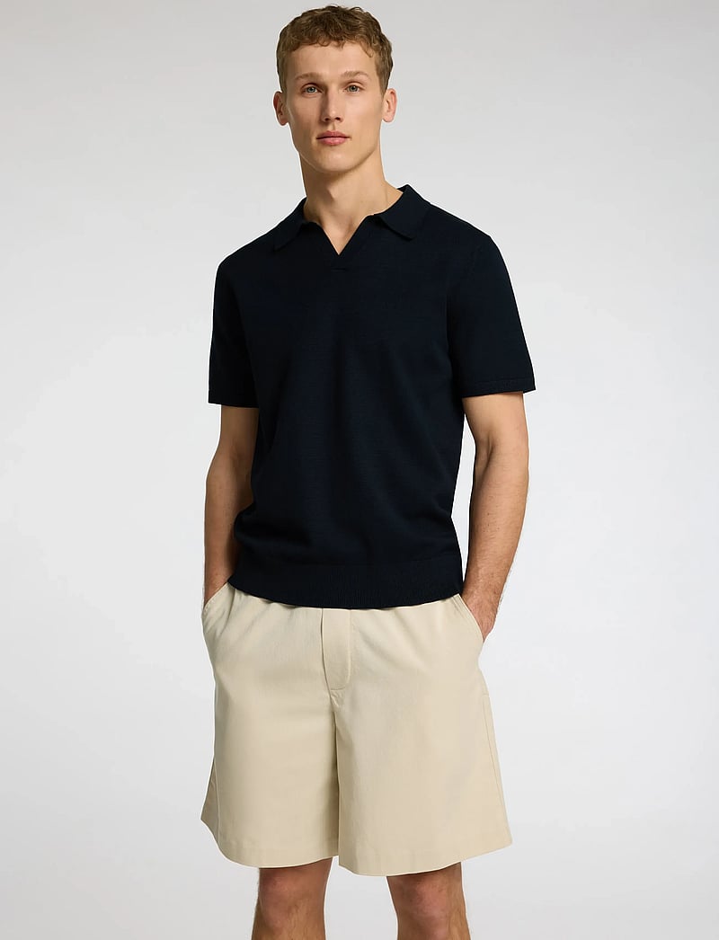 Selected - SLHTELLER SS KNIT POLO NOOS - gestrickte polohemden - sky captain - 5