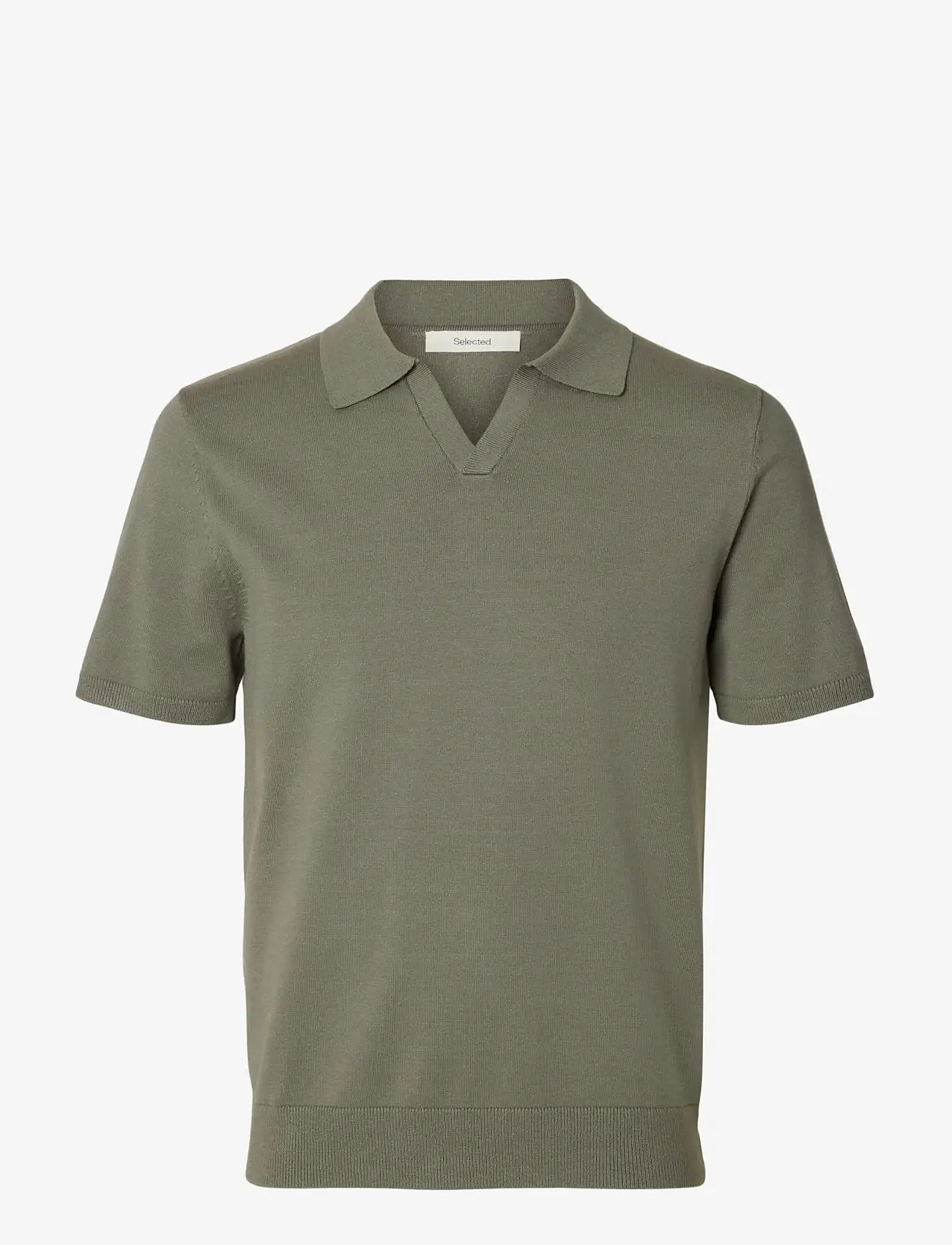 Selected - SLHTELLER SS KNIT POLO NOOS - polostrik - vetiver - 1