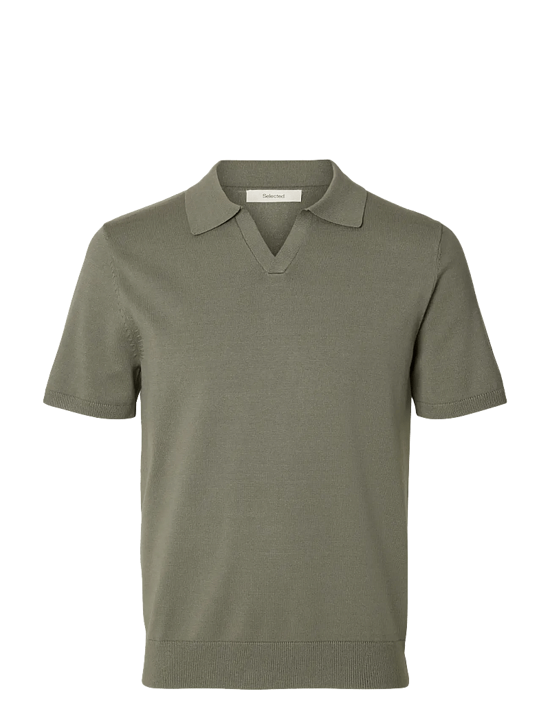 Selected - SLHTELLER SS KNIT POLO NOOS - polostrik - vetiver - 1
