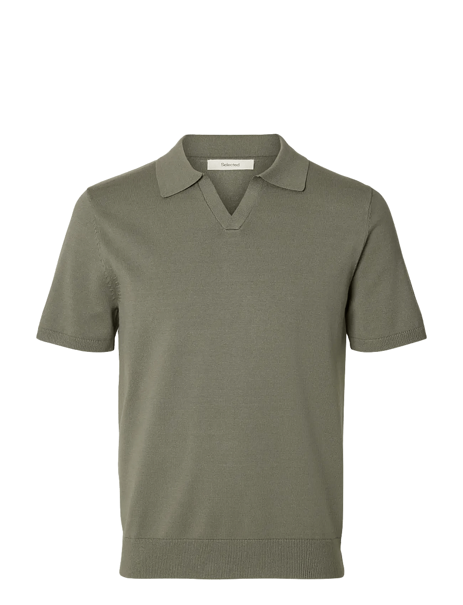 Selected - SLHTELLER SS KNIT POLO NOOS - polostrik - vetiver - 1