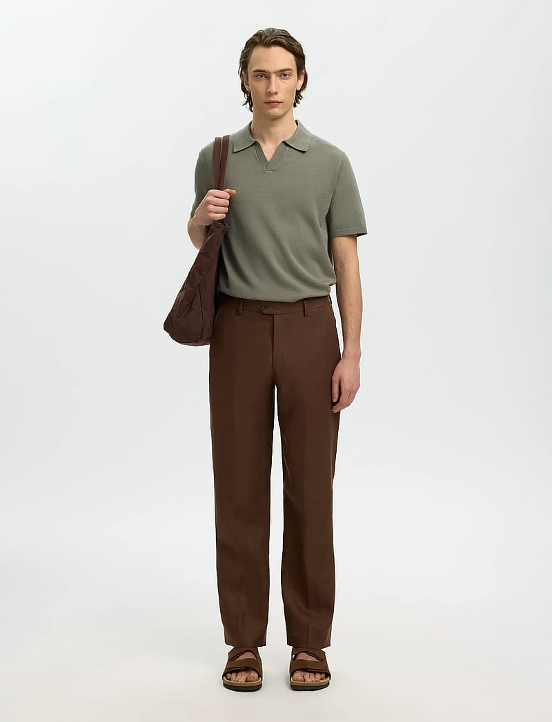 Selected - SLHTELLER SS KNIT POLO NOOS - polostrik - vetiver - 3