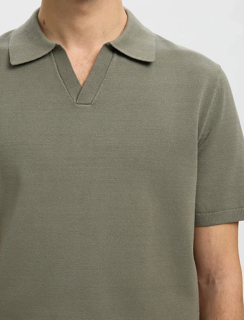 Selected - SLHTELLER SS KNIT POLO NOOS - polostrik - vetiver - 4