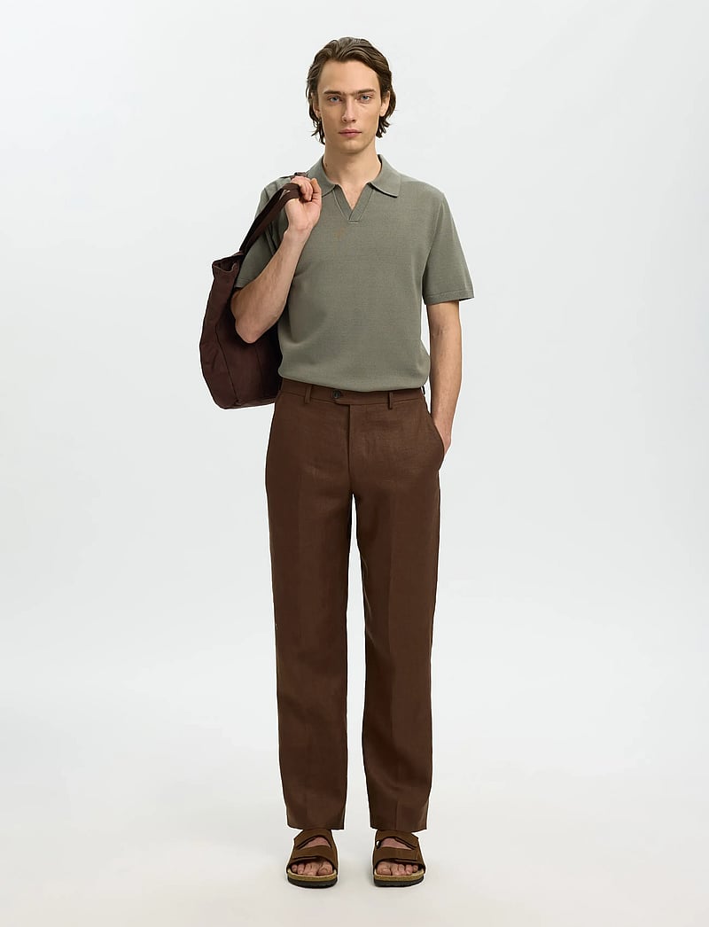 Selected - SLHTELLER SS KNIT POLO NOOS - polostrik - vetiver - 5