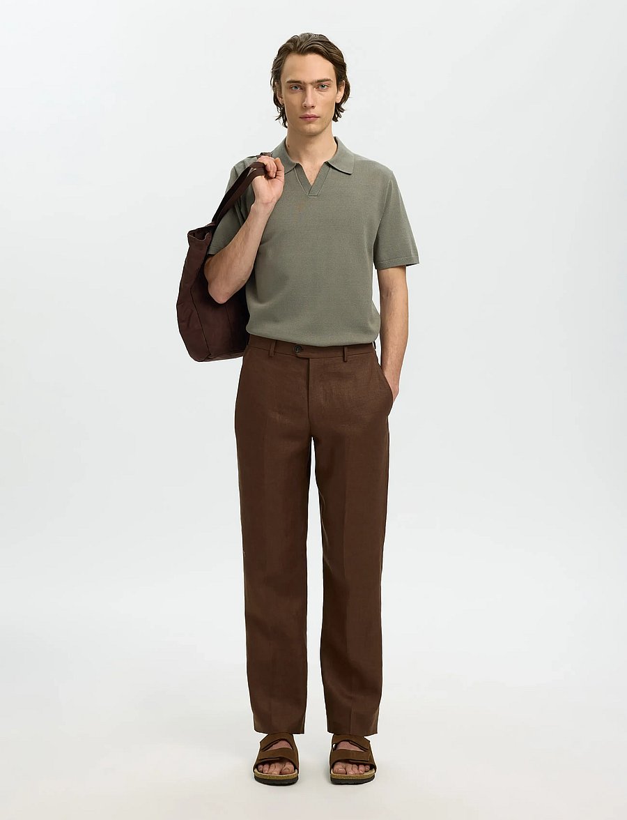 Selected - SLHTELLER SS KNIT POLO NOOS - polostrik - vetiver - 5