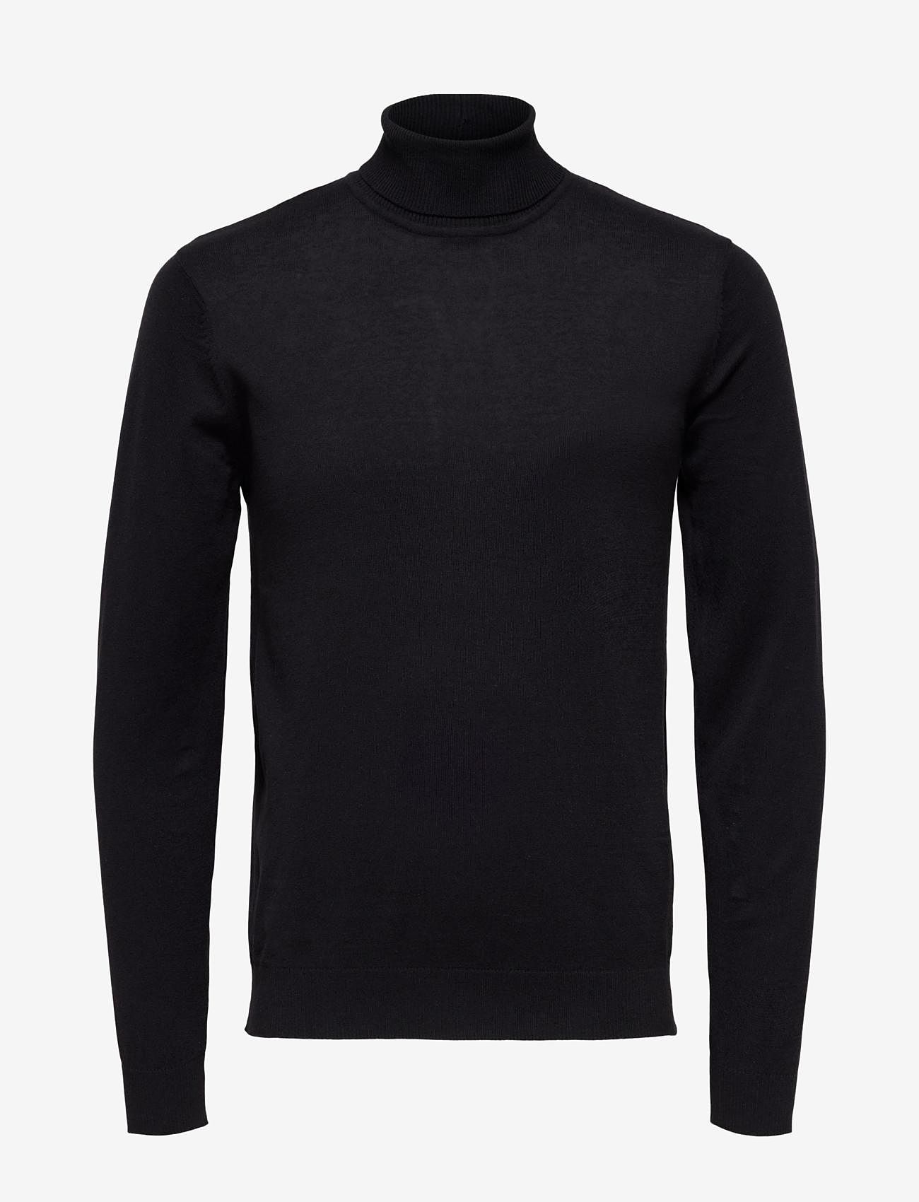 Selected Homme - SLHREG-JONES KNIT PLAIN ROLL NECK O - džemperi ar augstu apkakli - black - 0