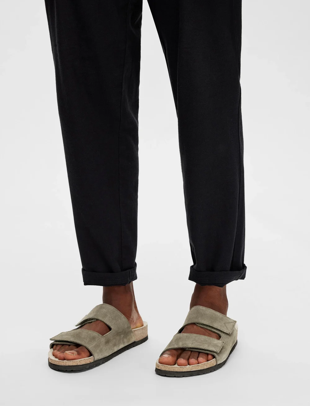 Selected - SLHBASTIAN SUEDE STRAP SLIDER B - kolekcijos - grape leaf - 0