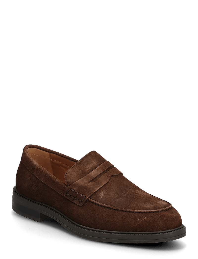 Selected - SLMBLAKE SUEDE PENNY LOAFER - shoppa efter stil - chocolate brown - 0