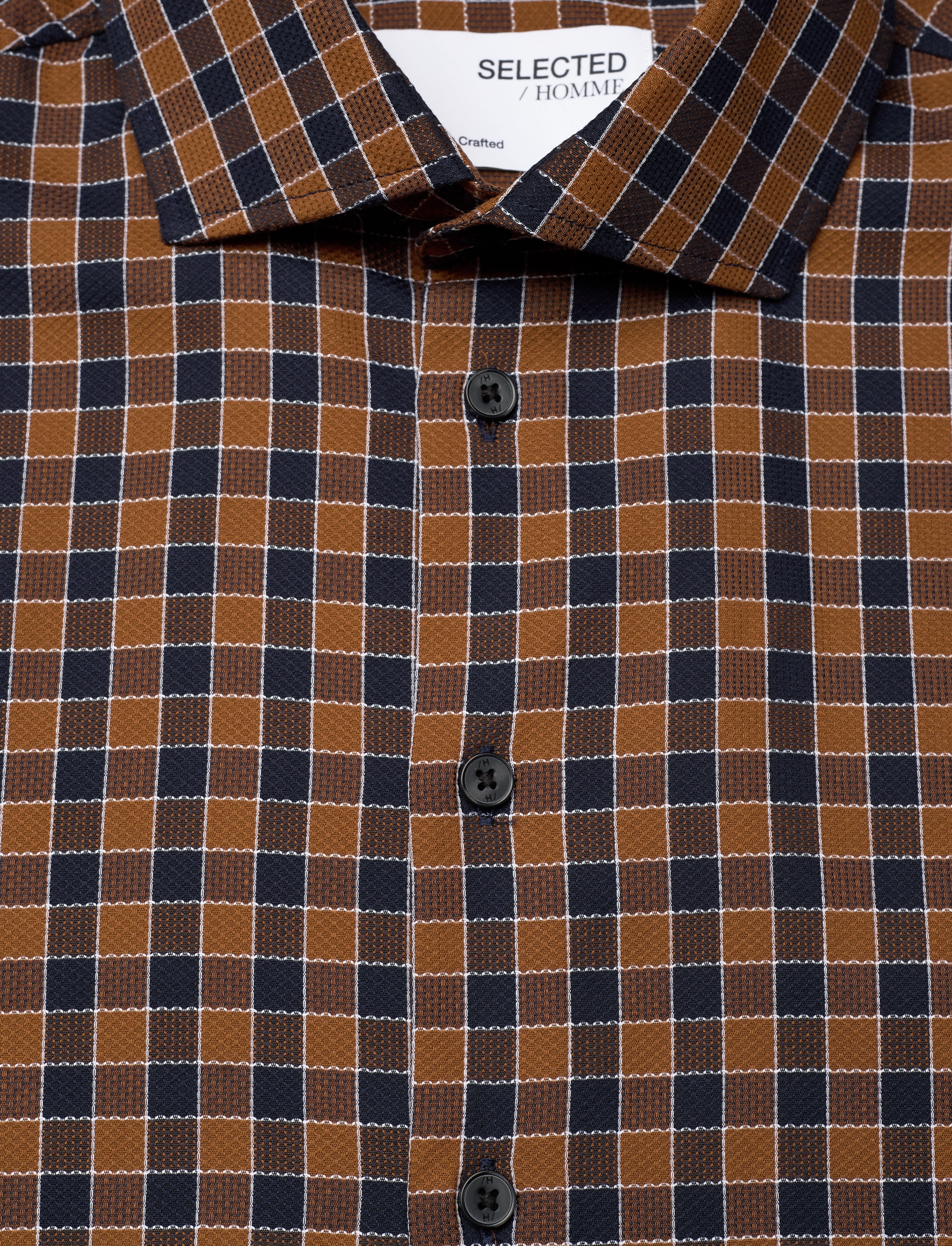 Selected - SLHREGTIMOR SHIRT LS CUT AWAY CHECK EX - rutede skjorter - coffee bean - 2