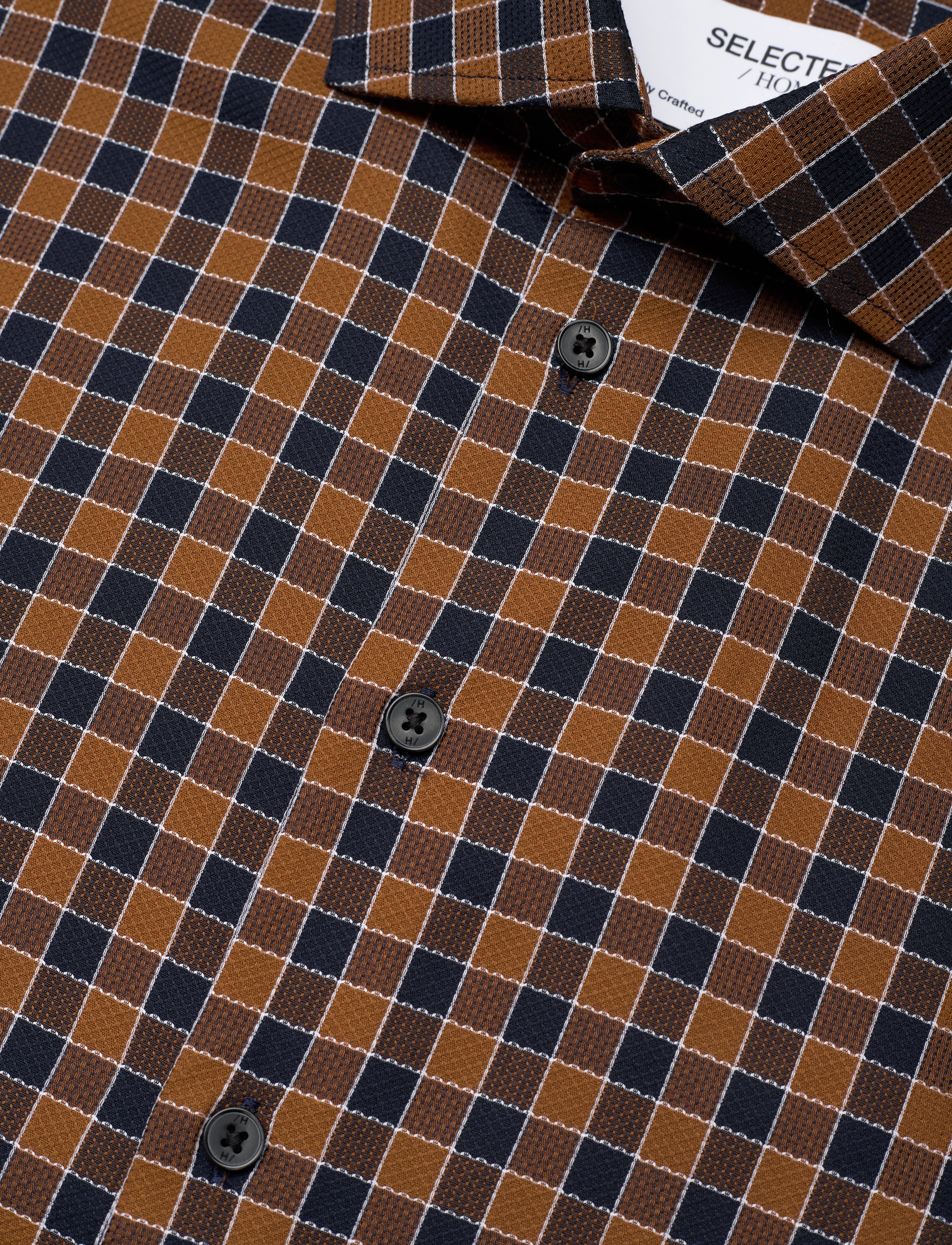 Selected - SLHREGTIMOR SHIRT LS CUT AWAY CHECK EX - rutede skjorter - coffee bean - 3