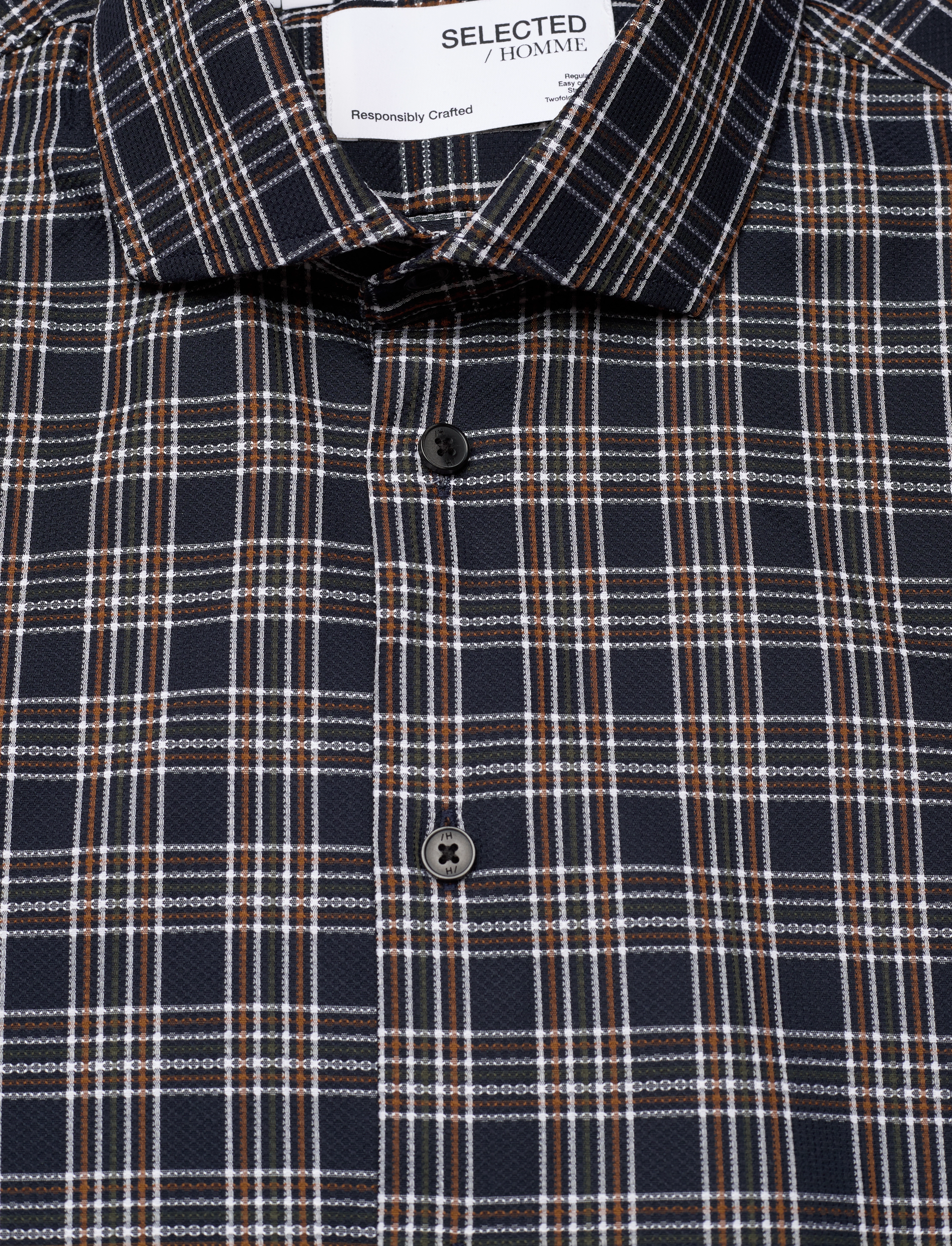 Selected - SLHREGTIMOR SHIRT LS CUT AWAY CHECK EX - ternede skjorter - dark navy - 2