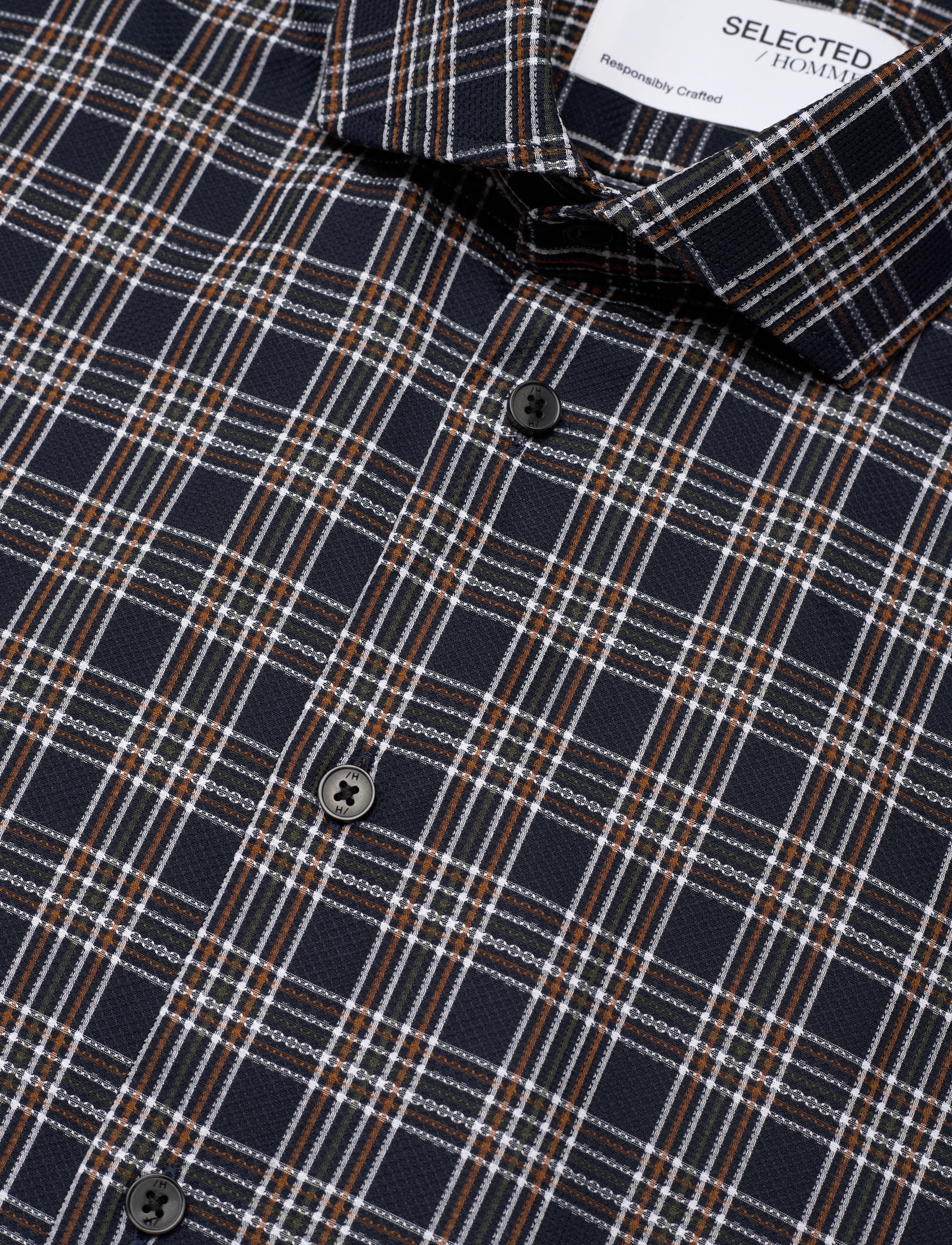 Selected - SLHREGTIMOR SHIRT LS CUT AWAY CHECK EX - ternede skjorter - dark navy - 3