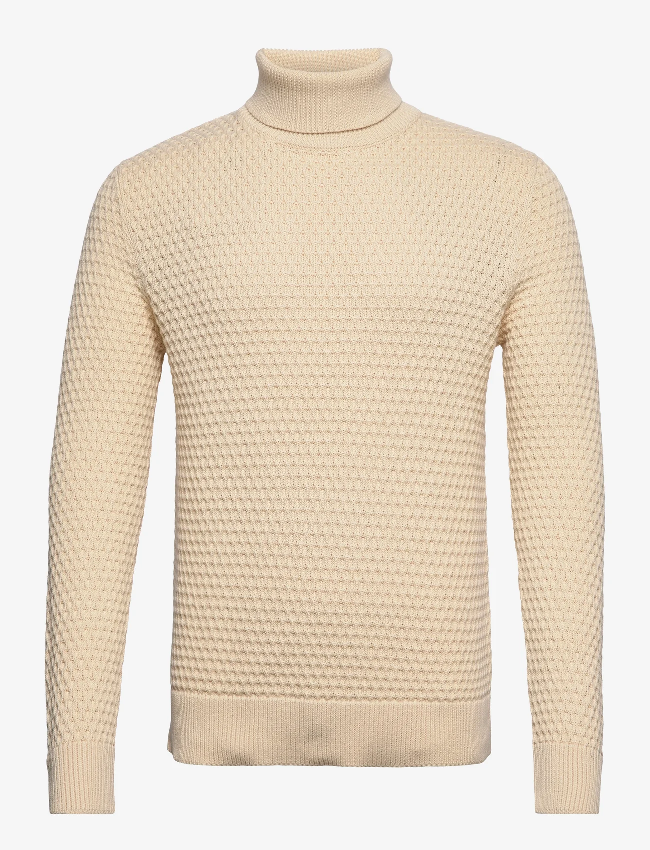 Selected Homme - SLHREMY LS KNIT ALL STU ROLL NECK W CAMP - trøjer - cloud cream - 0