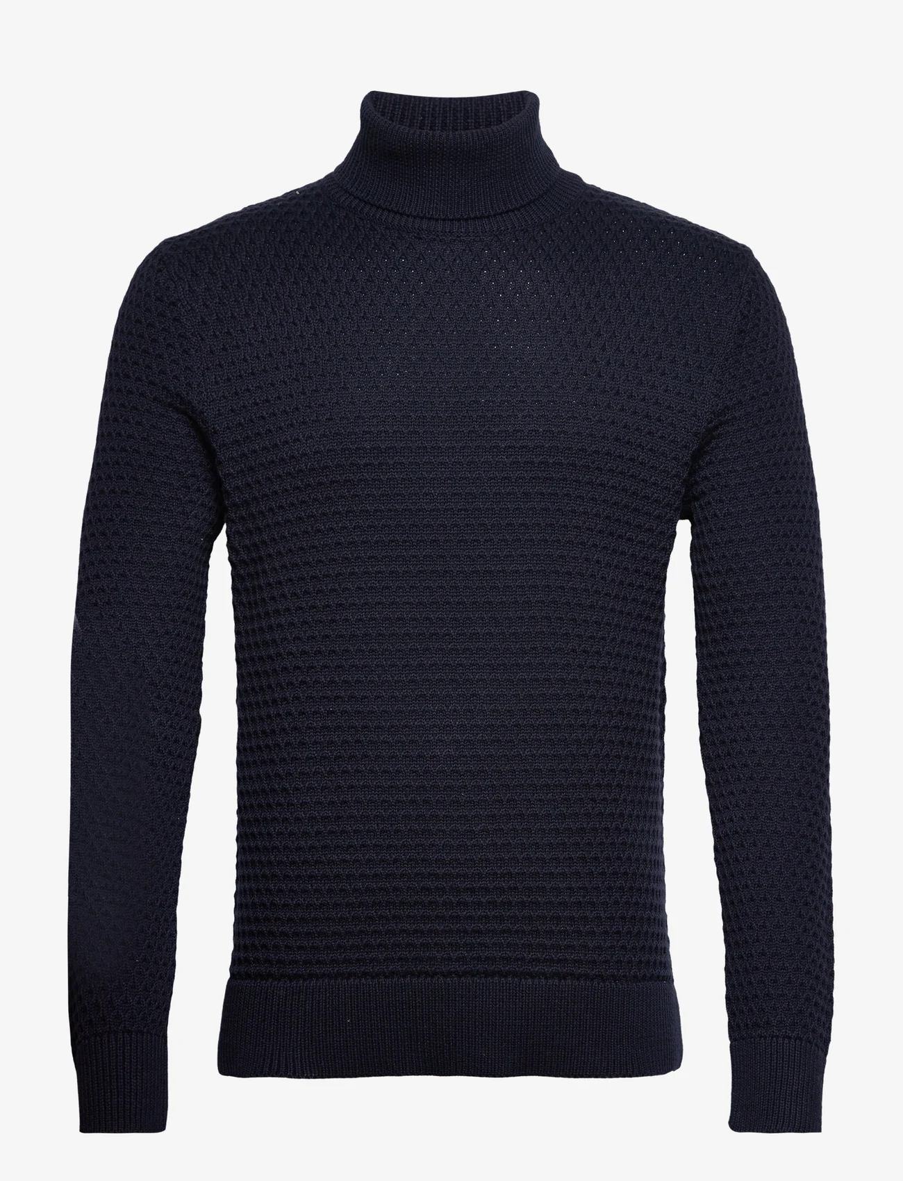 Selected Homme - SLHREMY LS KNIT ALL STU ROLL NECK W CAMP - basic knitwear - dark sapphire - 0