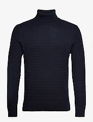 Selected Homme - SLHREMY LS KNIT ALL STU ROLL NECK W CAMP - stickade basplagg - dark sapphire - 0
