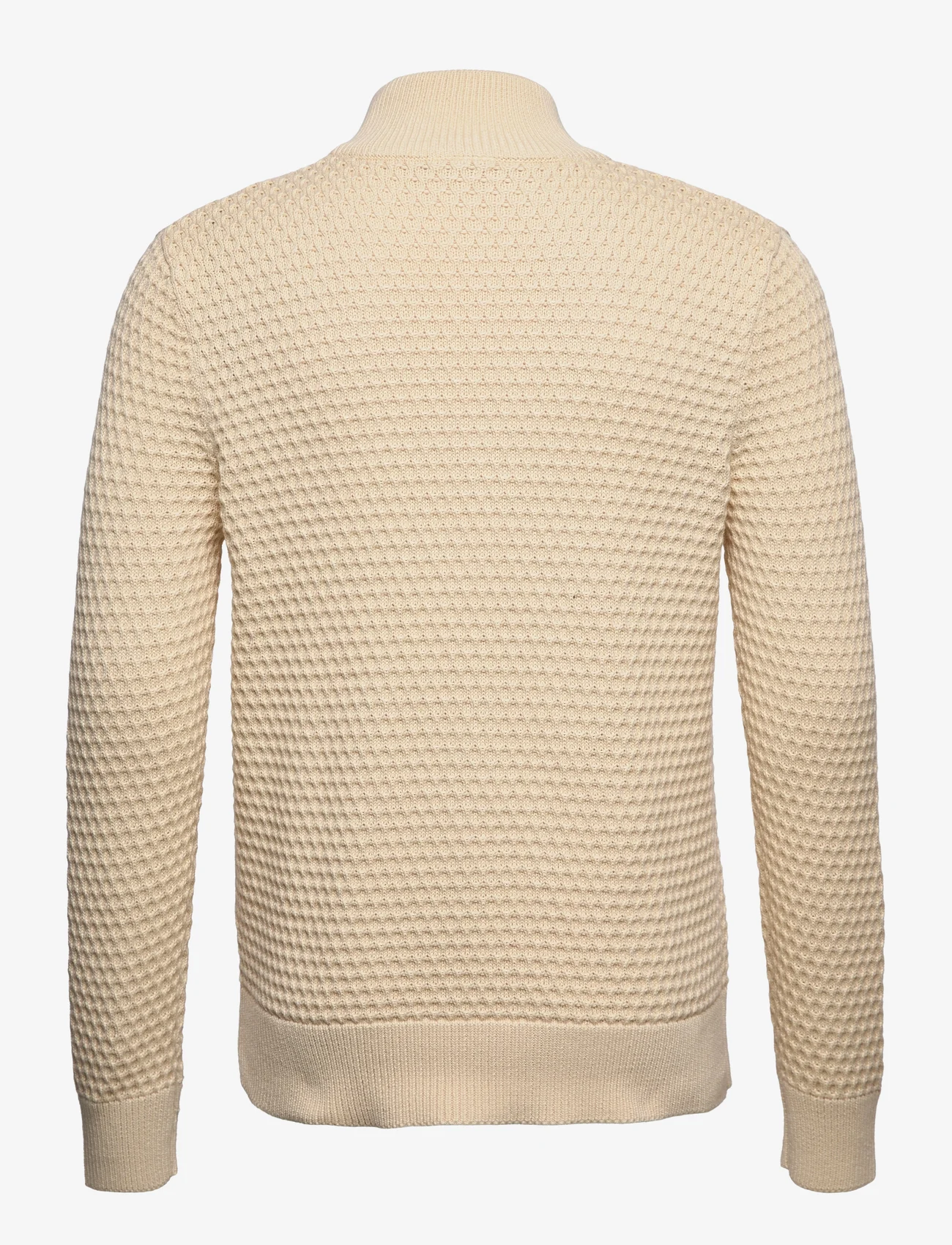 Selected Homme - SLHREMY LS KNIT ALL STU HALF ZIP W CAMP - basisstrikkeplagg - cloud cream - 1