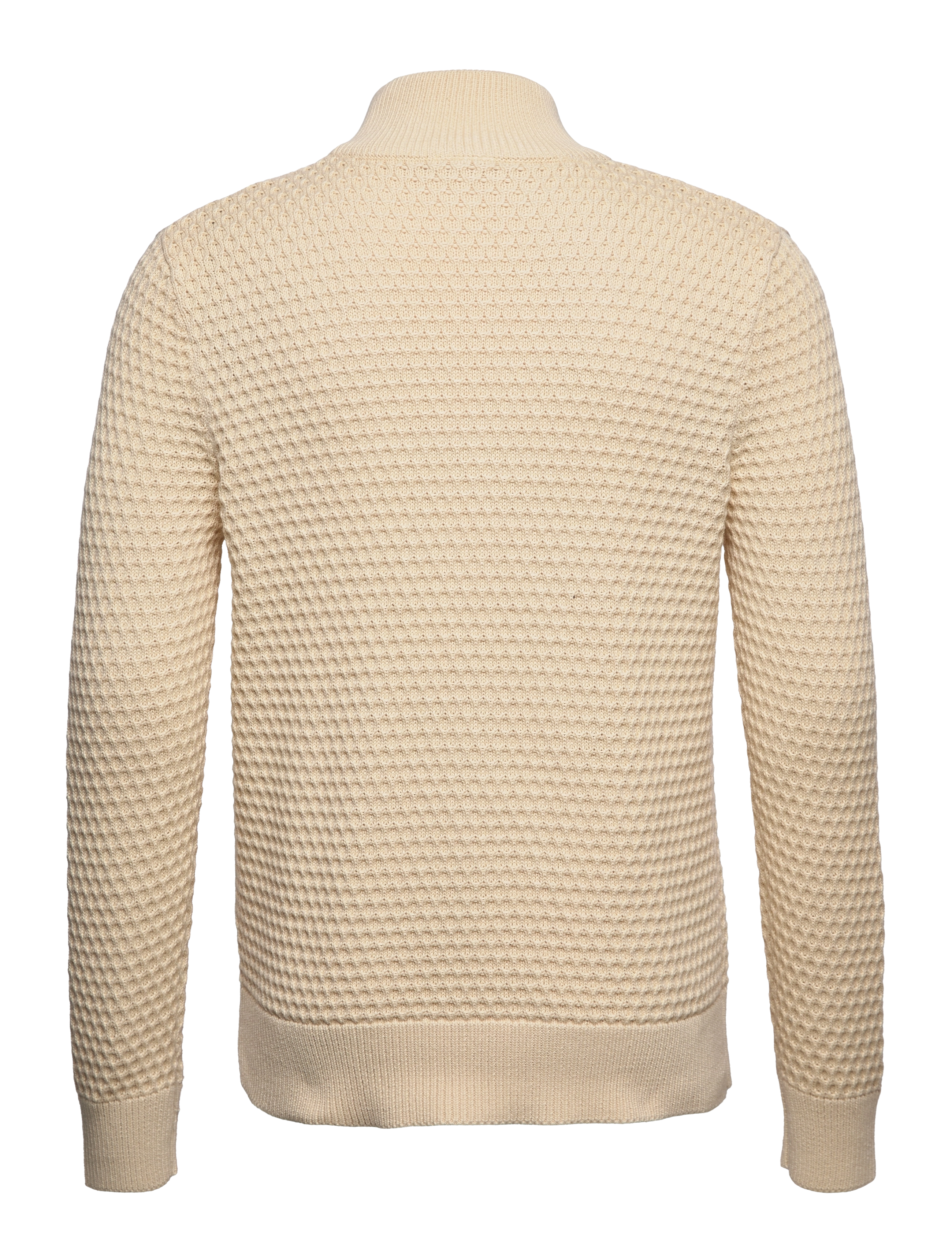 Selected Homme - SLHREMY LS KNIT ALL STU HALF ZIP W CAMP - cloud cream - 1