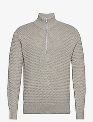 Selected Homme - SLHREMY LS KNIT ALL STU HALF ZIP W CAMP - perusneuleet - ghost gray - 0