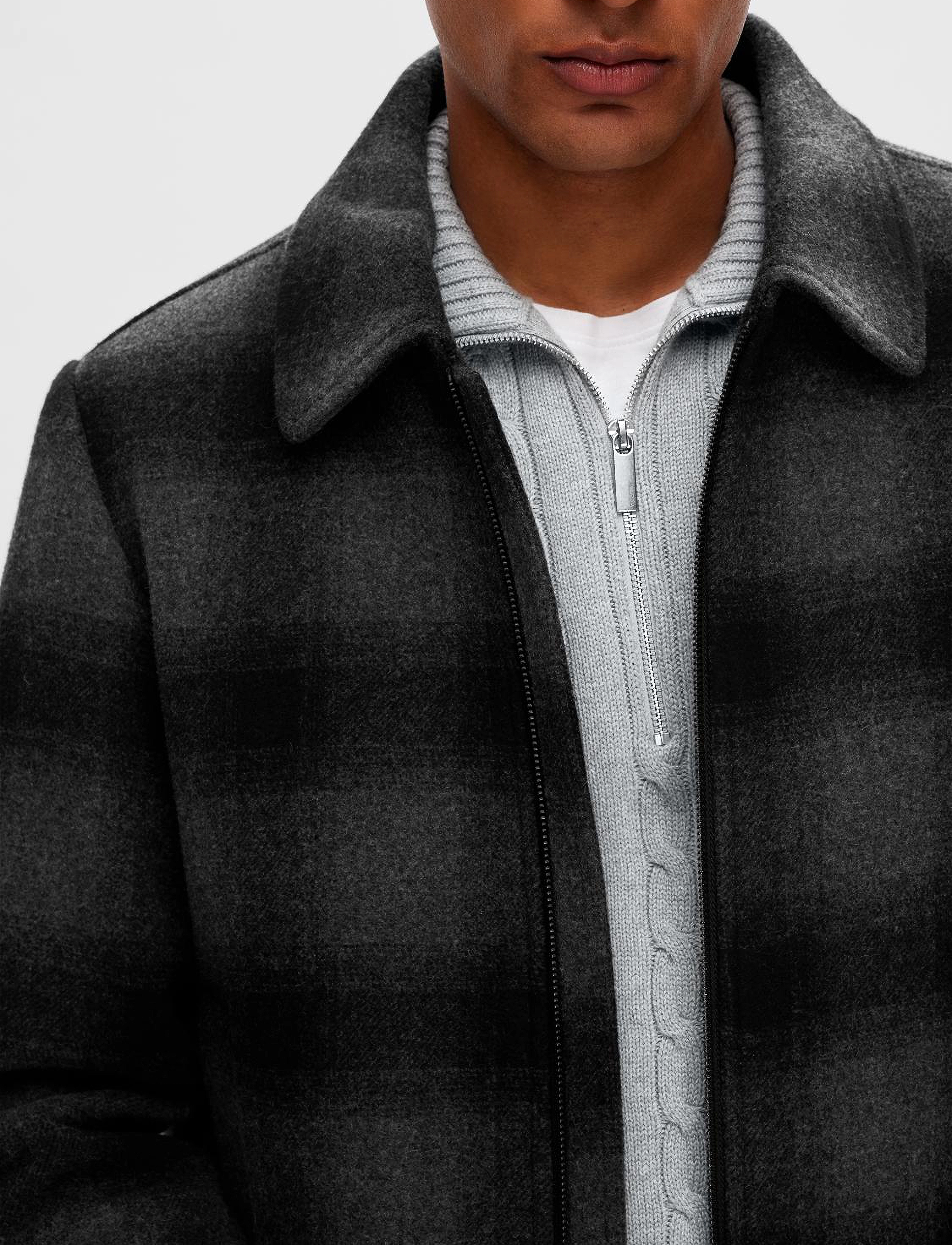 Selected - SLHFILIP WOOL JKT NOOS - dark grey melange - 3