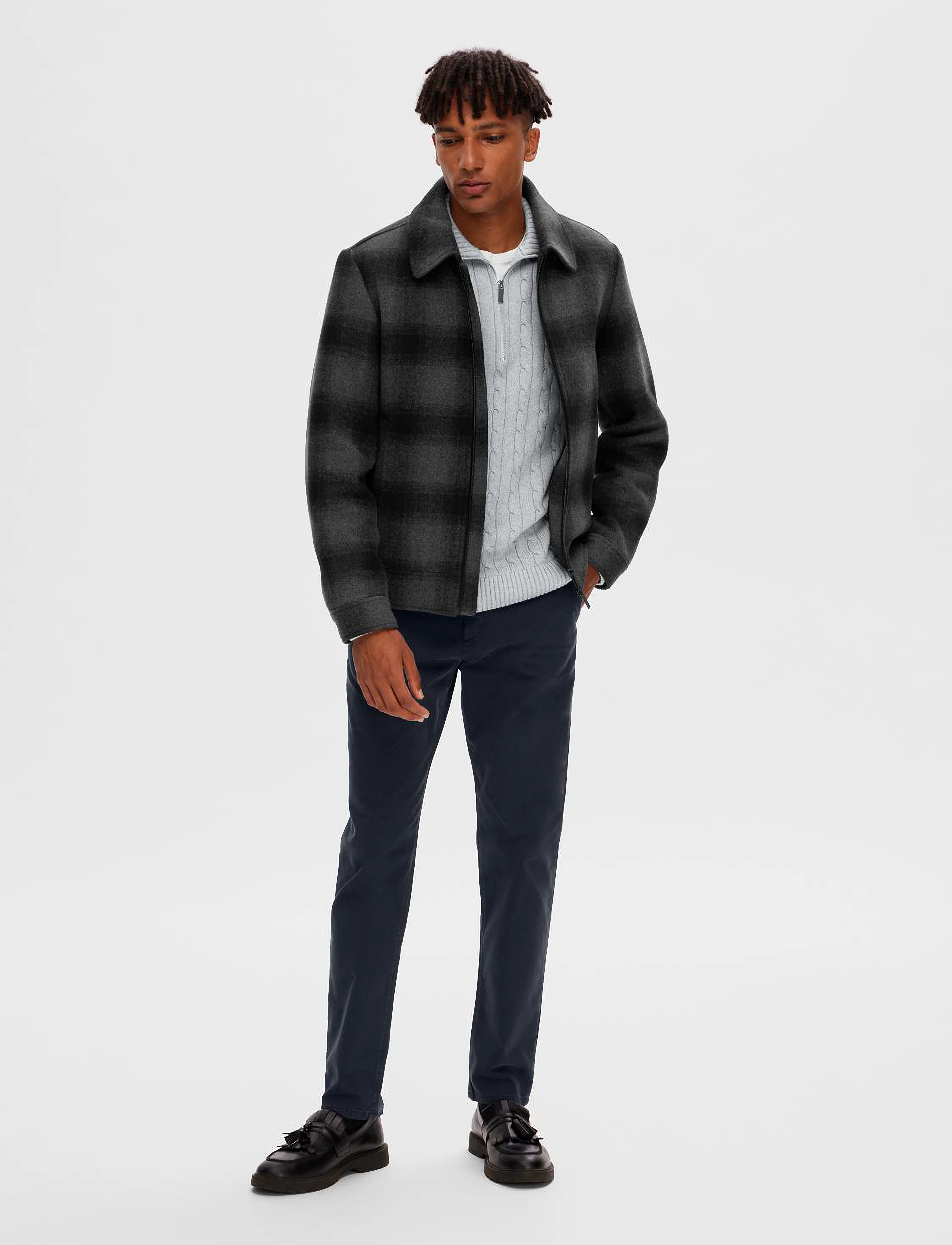 Selected - SLHFILIP WOOL JKT NOOS - dark grey melange - 5