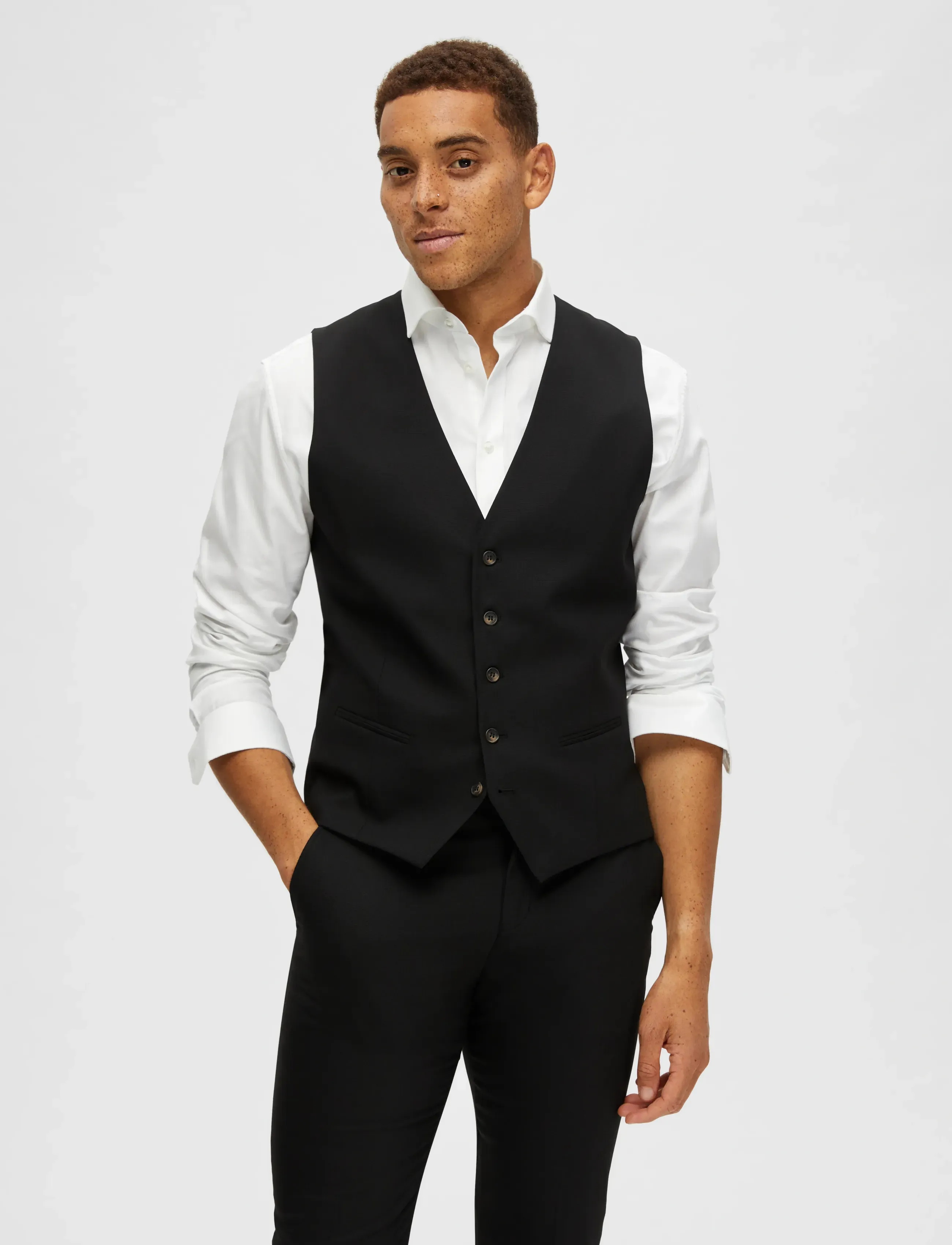 Selected Slhslim-Neil Wct B Noos, 58, Black, Suits & Blazere > Waistcoats, Herre