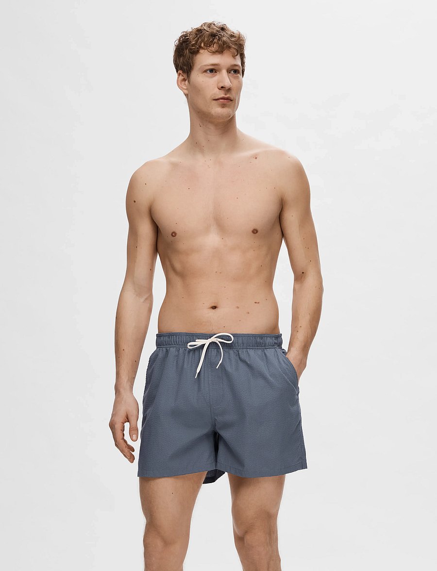 Selected - SLHCOOPER-SEERSUCKER SWIMSHORTS - badehose - bering sea - 3