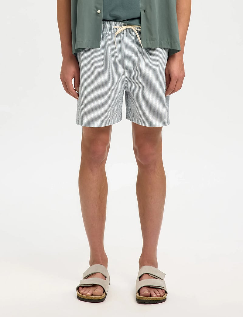 Selected - SLHCOOPER-SEERSUCKER SWIMSHORTS - peldšorti - blue mirage - 3