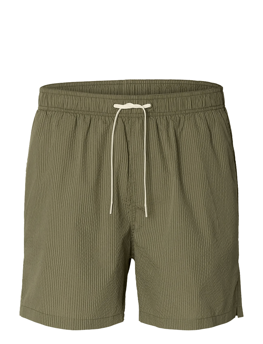 Selected - SLHCOOPER-SEERSUCKER SWIMSHORTS - szorty kąpielowe - deep lichen green - 1