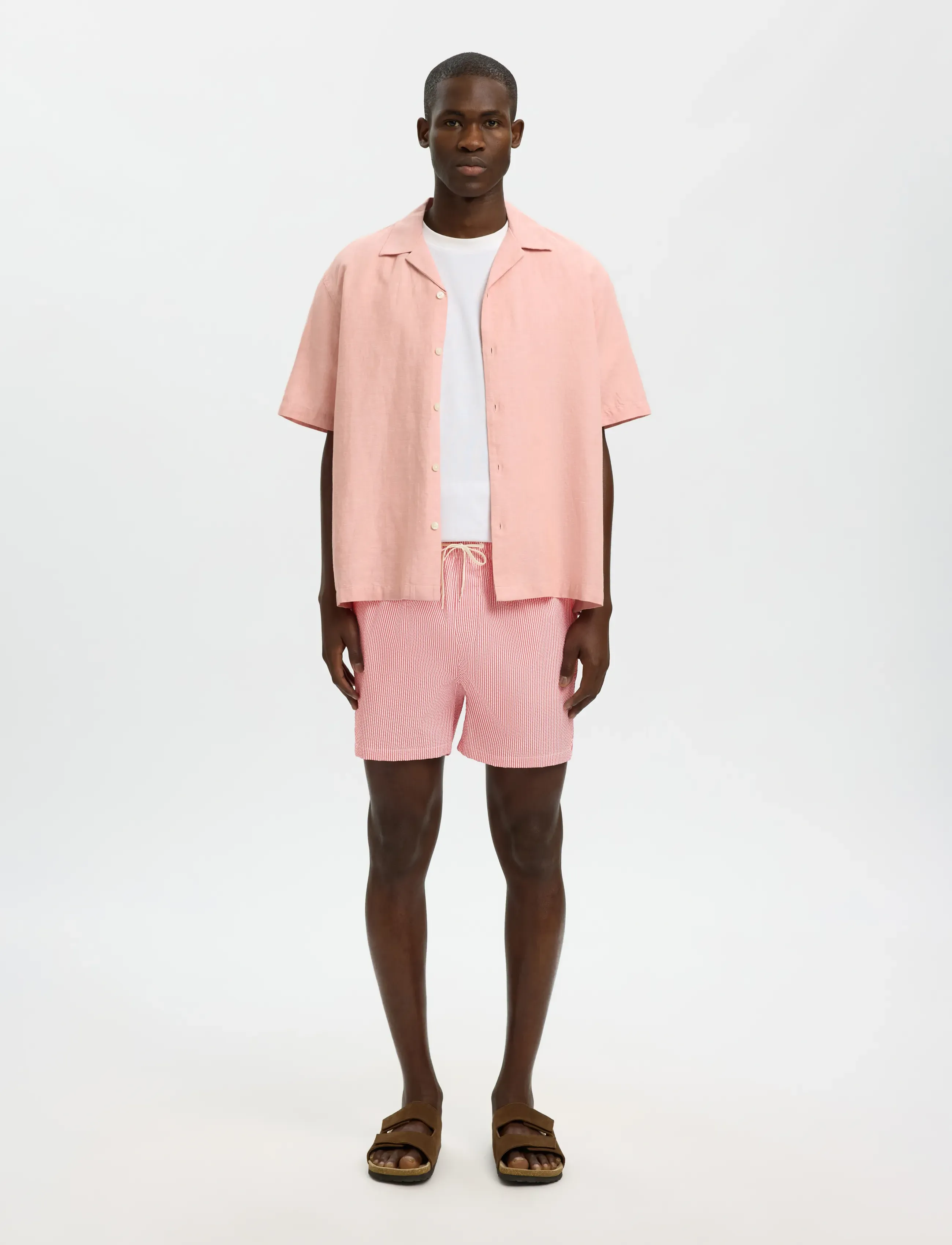 Selected - SLHCOOPER-SEERSUCKER SWIMSHORTS - peldšorti - poinsettia - 3