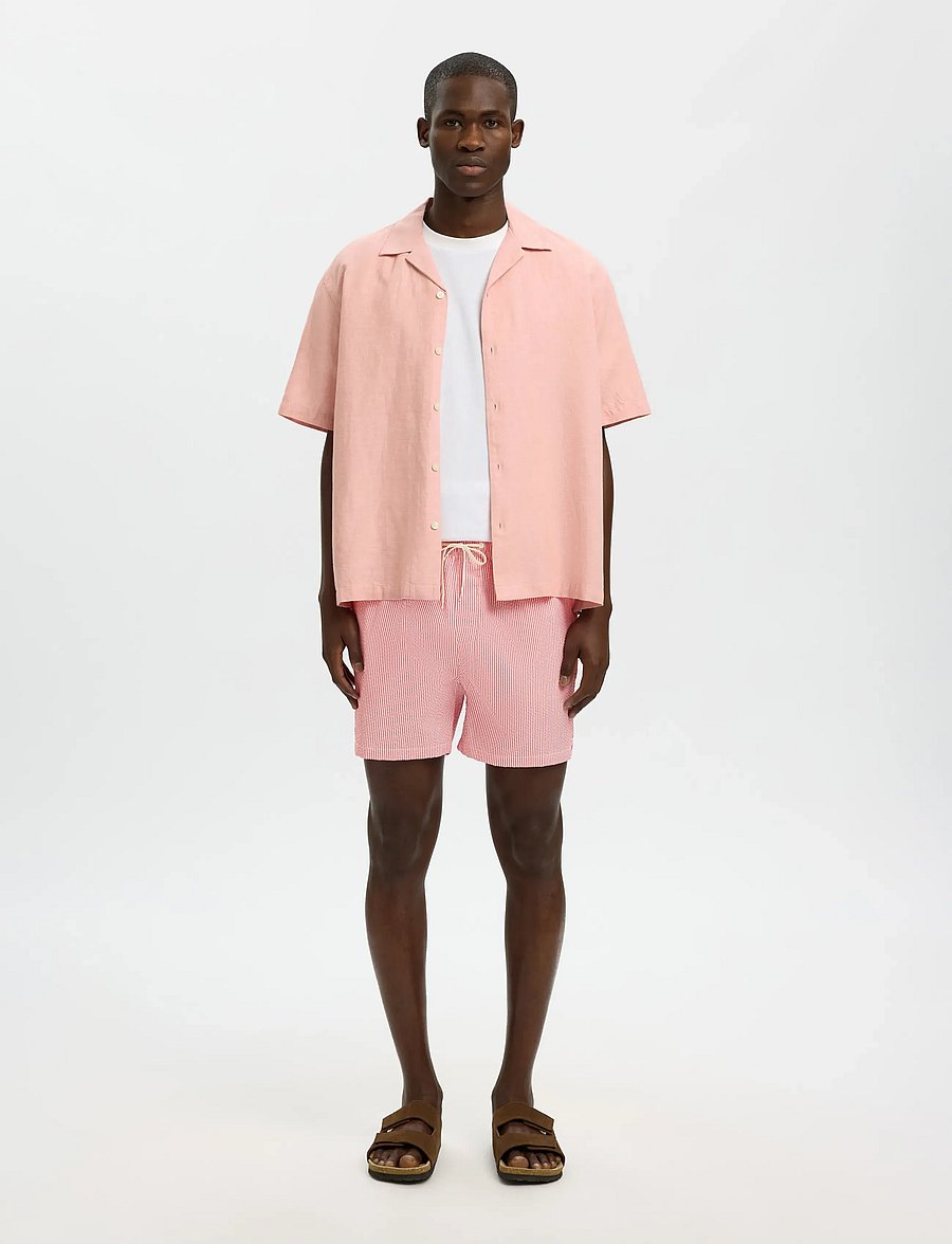 Selected - SLHCOOPER-SEERSUCKER SWIMSHORTS - peldšorti - poinsettia - 3