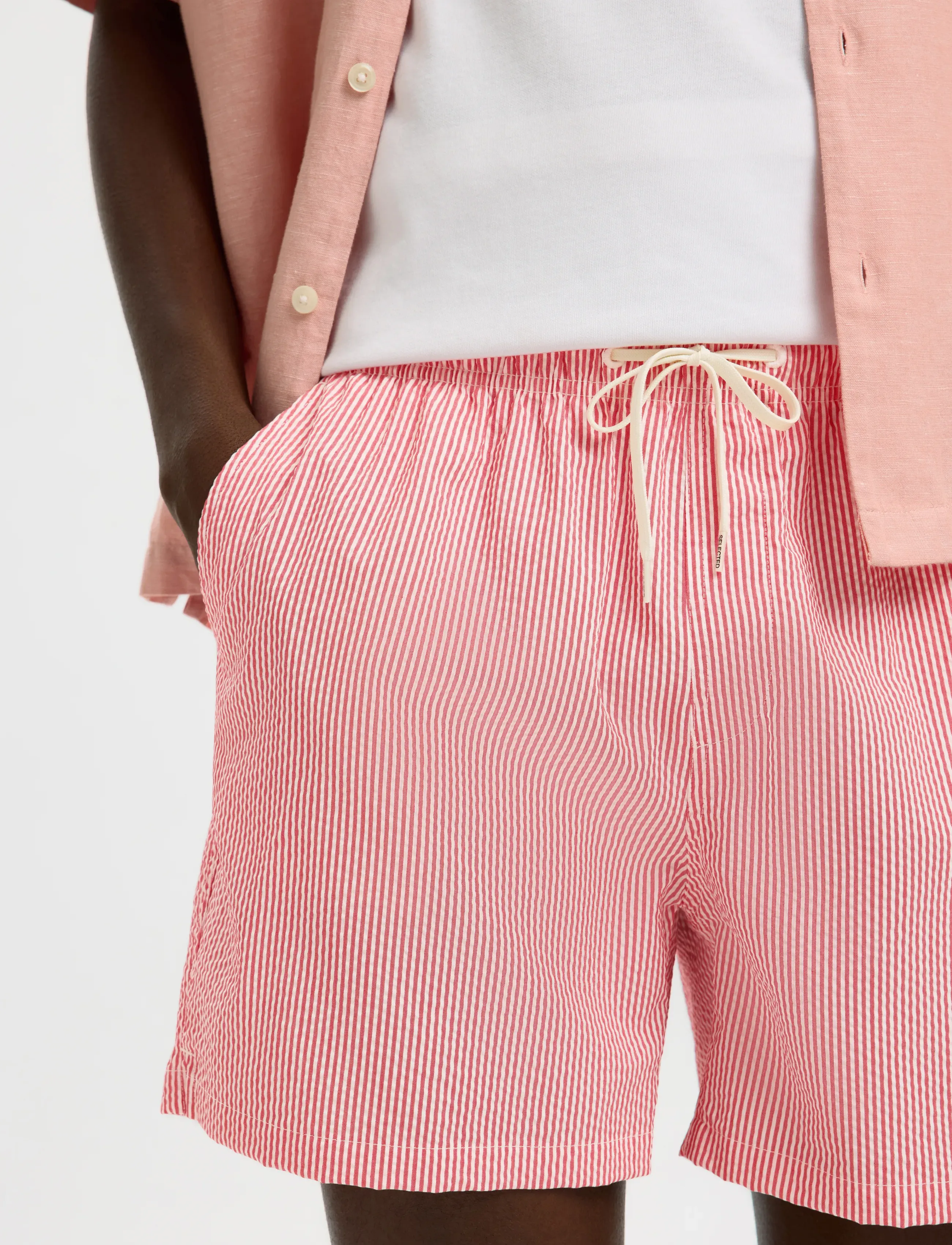 Selected - SLHCOOPER-SEERSUCKER SWIMSHORTS - peldšorti - poinsettia - 4