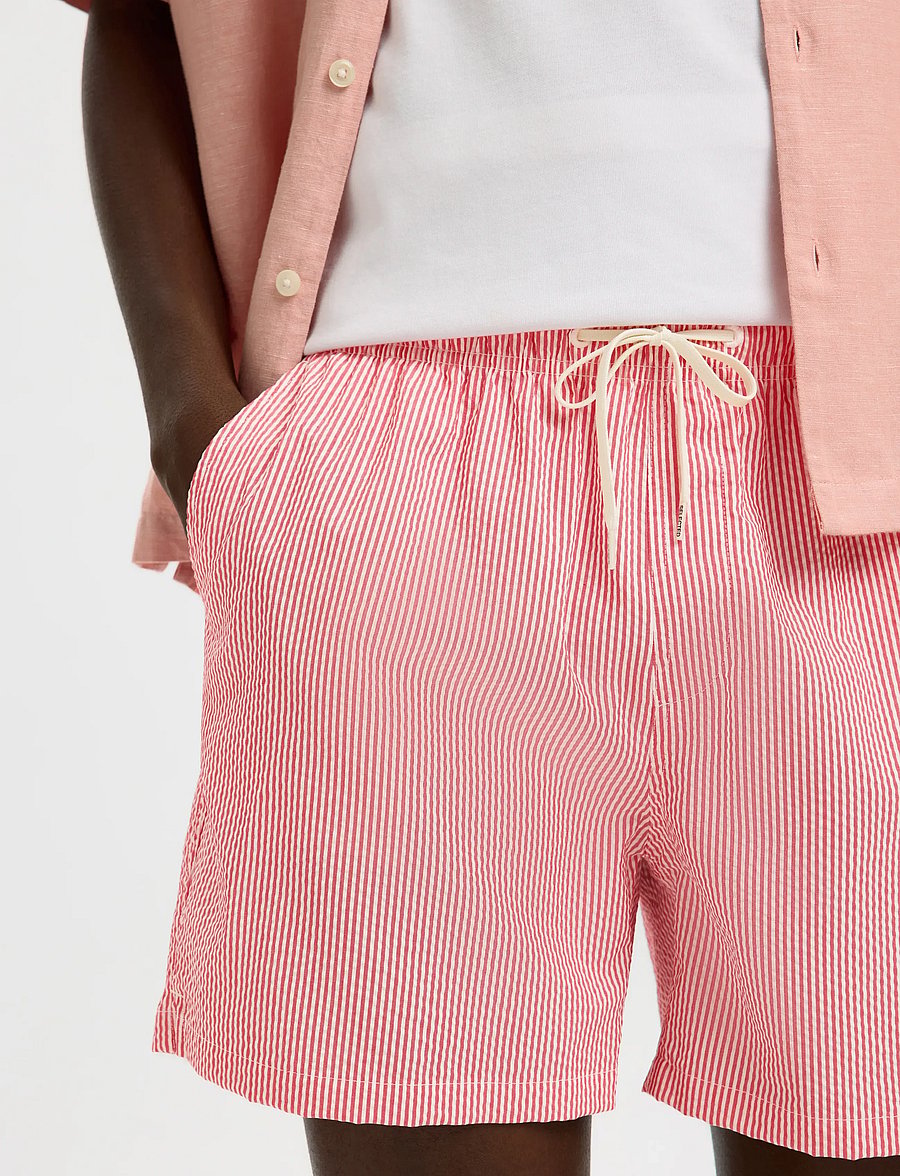 Selected - SLHCOOPER-SEERSUCKER SWIMSHORTS - peldšorti - poinsettia - 4