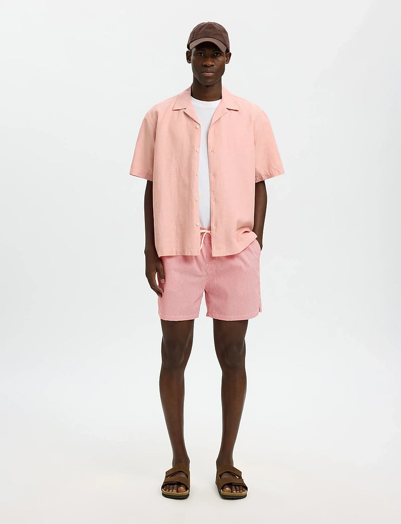 Selected - SLHCOOPER-SEERSUCKER SWIMSHORTS - badeshorts - poinsettia - 5