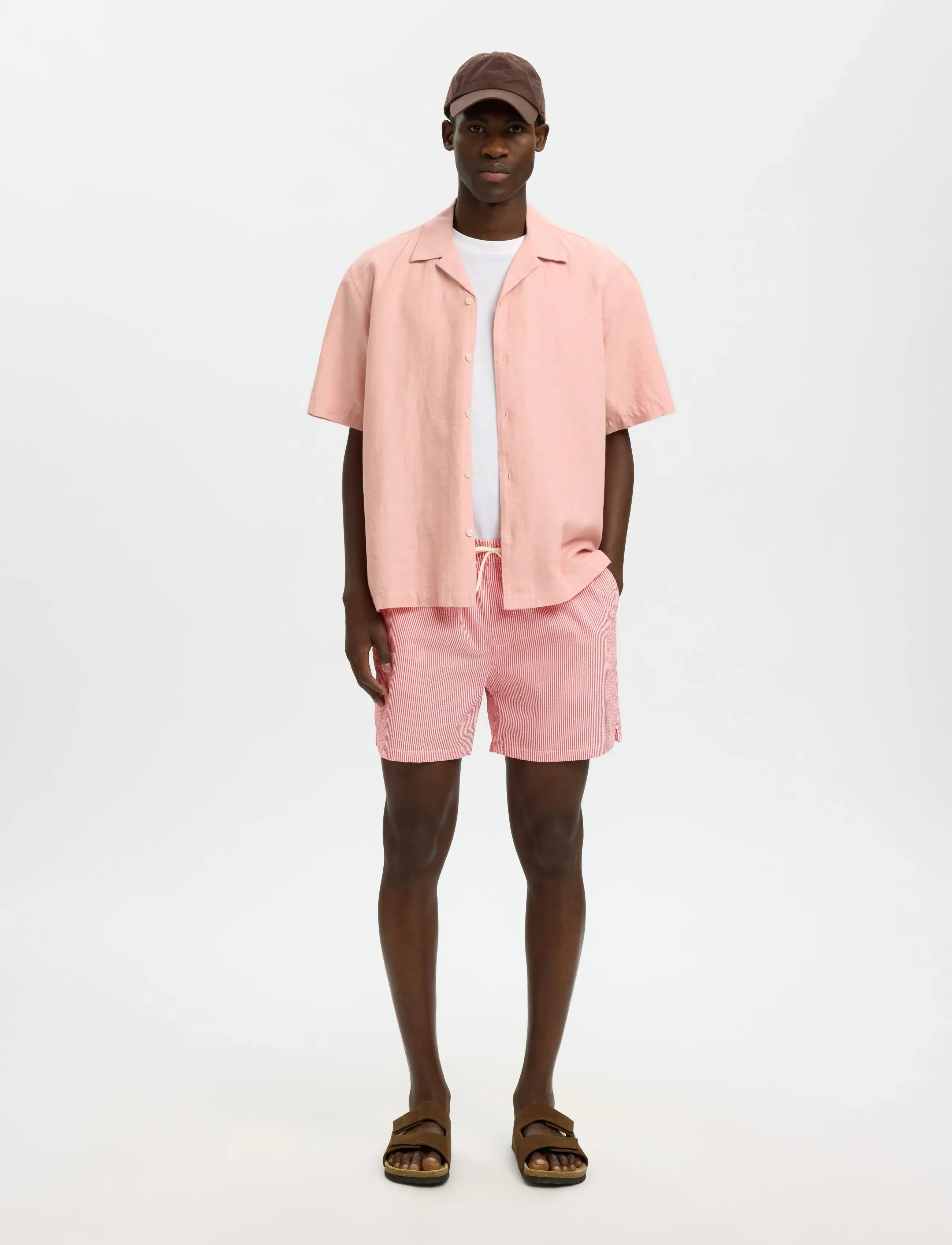Selected - SLHCOOPER-SEERSUCKER SWIMSHORTS - peldšorti - poinsettia - 5