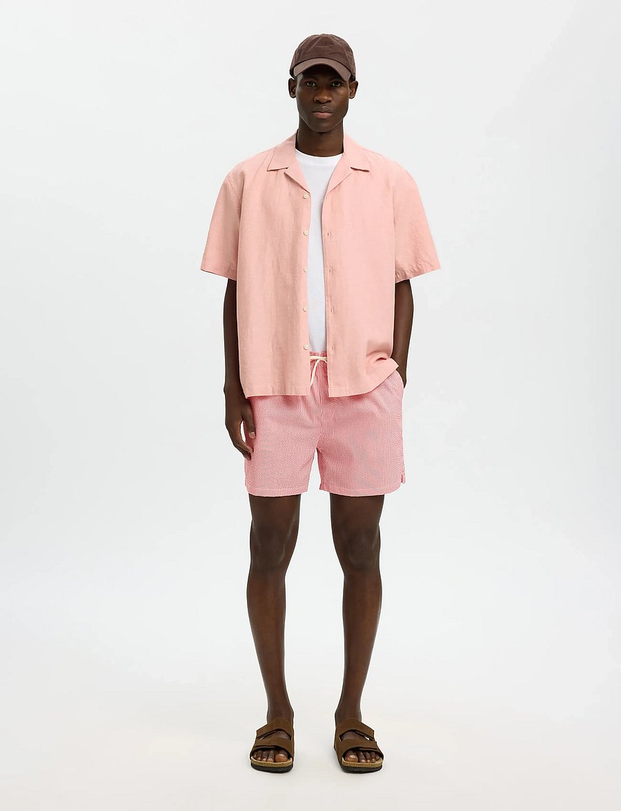 Selected - SLHCOOPER-SEERSUCKER SWIMSHORTS - peldšorti - poinsettia - 5