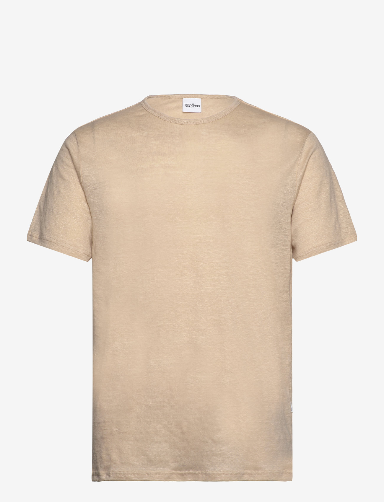 Selected Homme Slhbet Linen Ss O-neck Tee – t-shirts – shop på