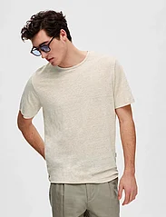 Selected Homme - SLHBET LINEN SS O-NECK TEE - marškinėliai trumpomis rankovėmis - oatmeal - 6