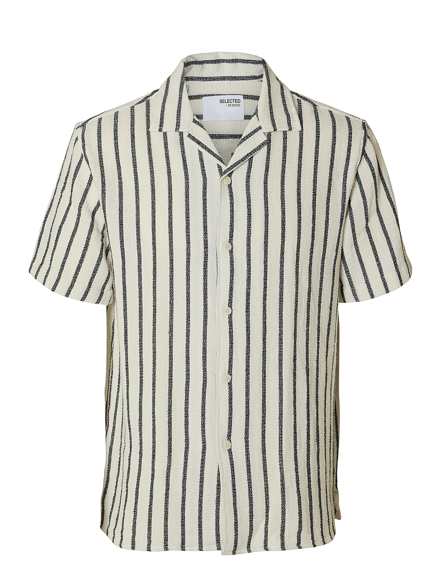 Selected - SLHRELAX-SAL SHIRT SS RESORT - kortärmade skjortor - egret - 1