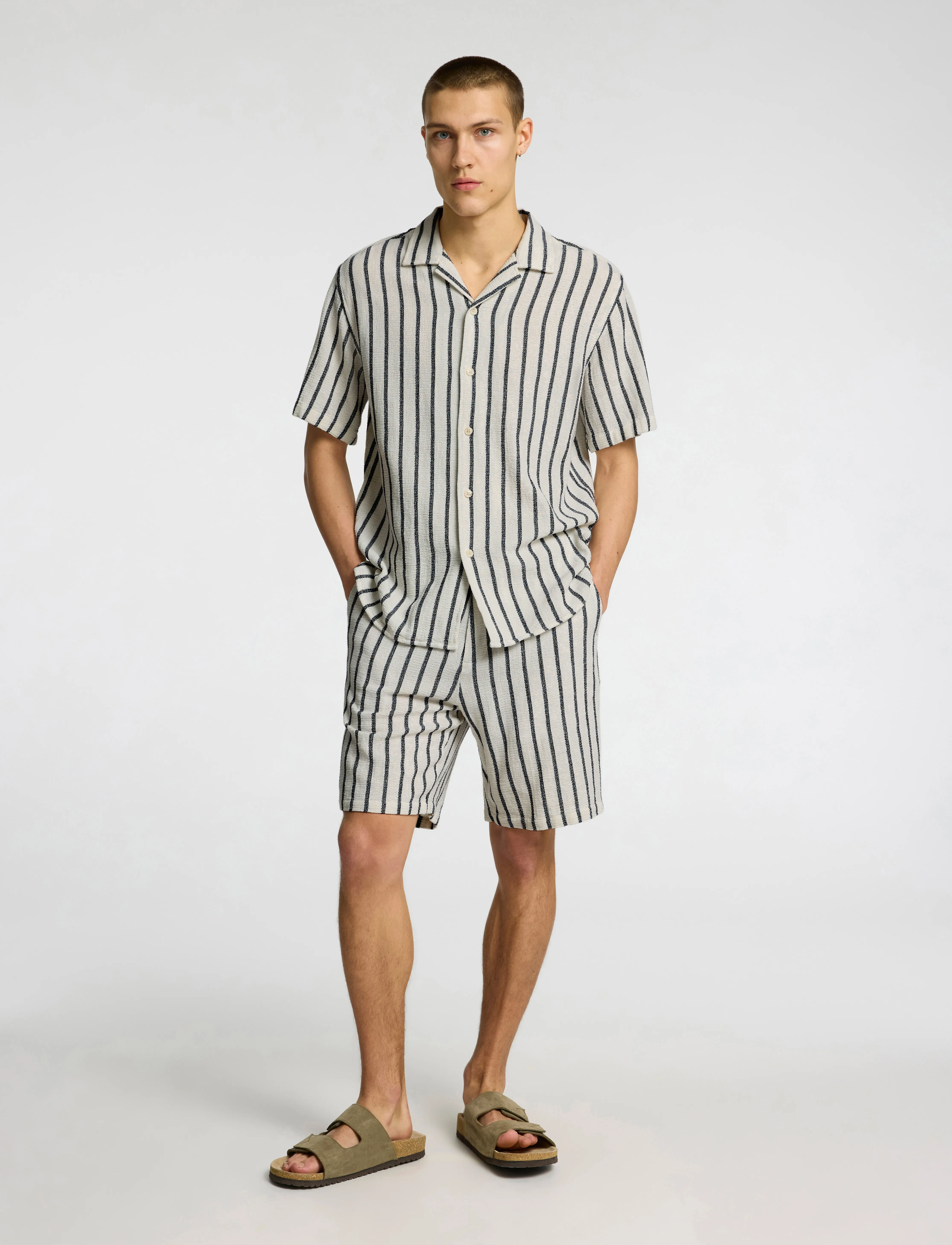 Selected - SLHRELAX-SAL SHIRT SS RESORT - kortermede skjorter - egret - 5