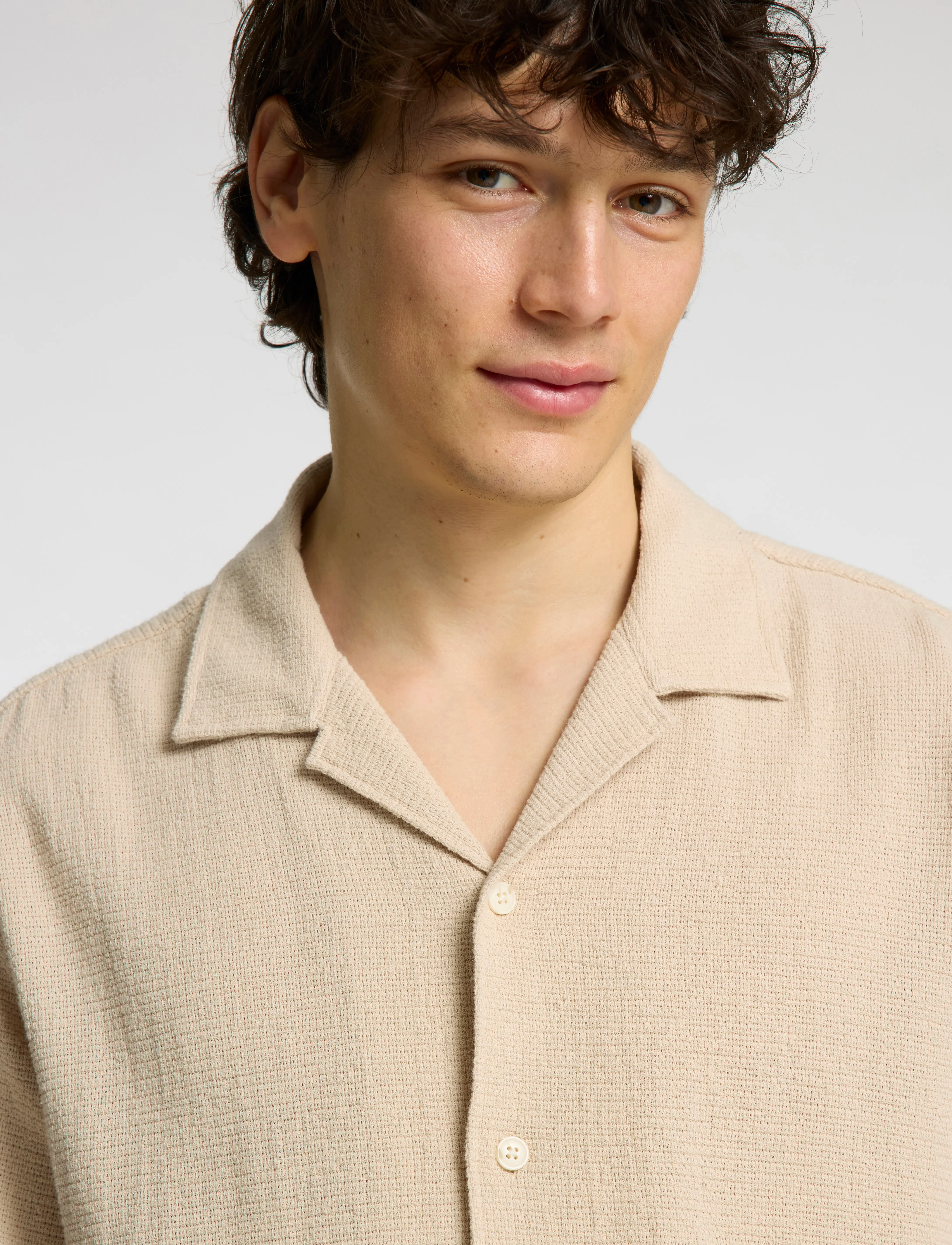 Selected - SLHRELAX-SAL SHIRT SS RESORT - kurzarmhemden - oatmeal - 3