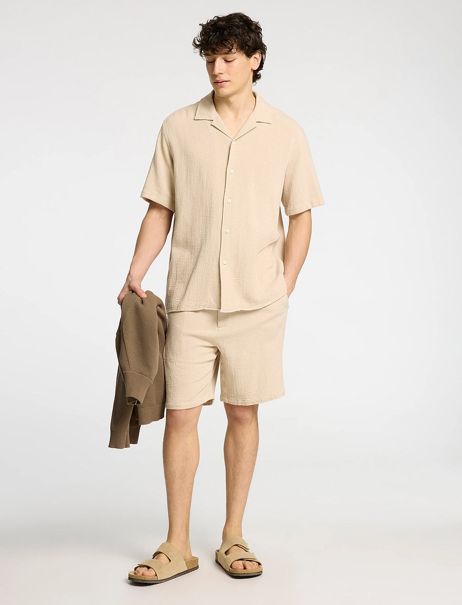 Selected - SLHRELAX-SAL SHIRT SS RESORT - kurzarmhemden - oatmeal - 4