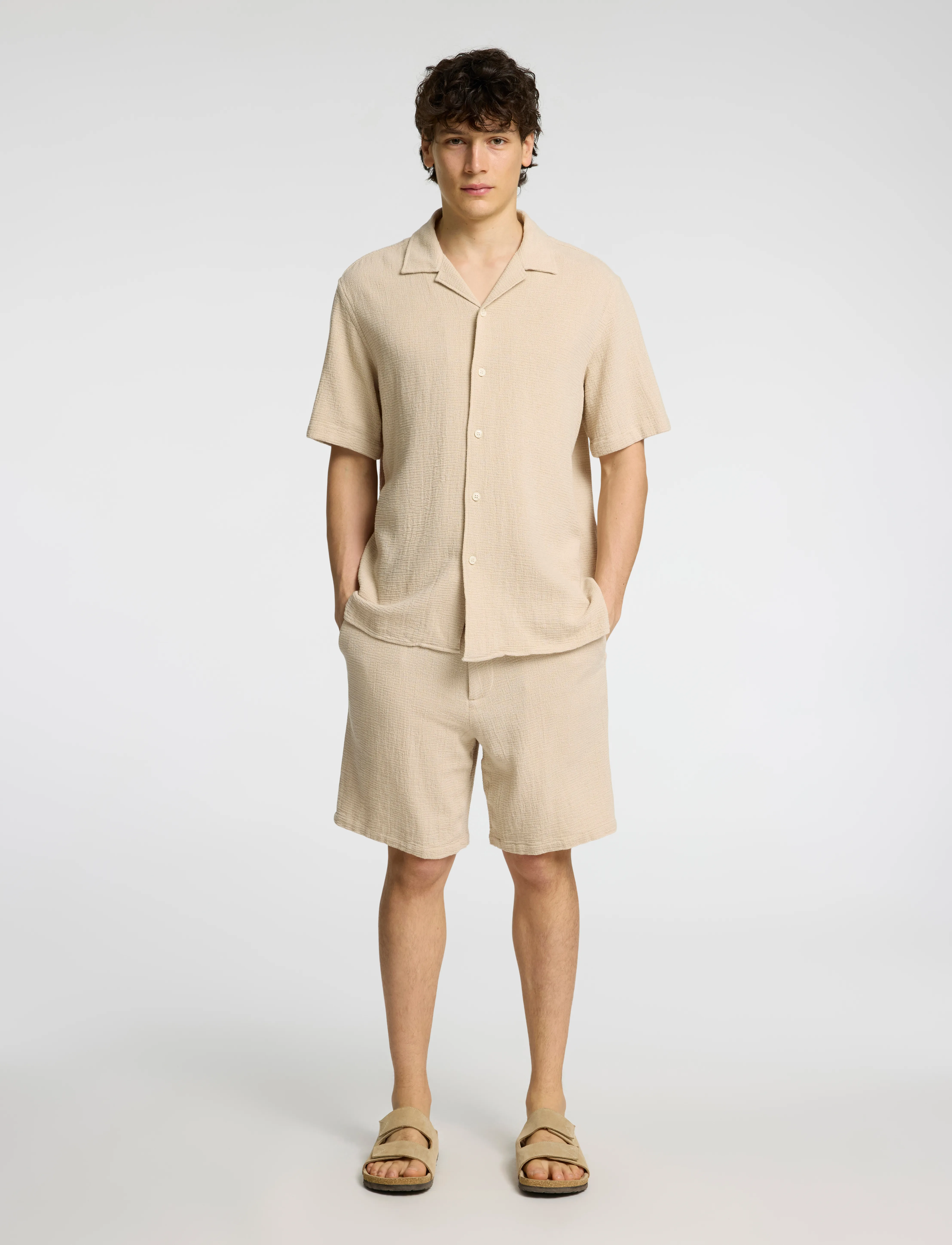 Selected - SLHRELAX-SAL SHIRT SS RESORT - kurzarmhemden - oatmeal - 5